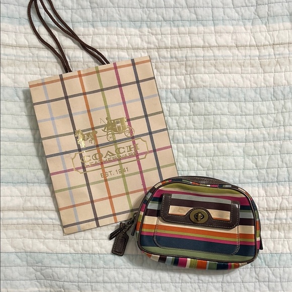 Coach Multicolor Striped Women's makeup Bag/ pouch - Picture 1 of 11